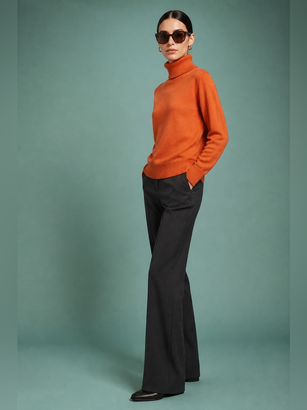 Vintage Mondi Womens Knit Oversized Turtleneck Sweater Long Cap Sleeves Size 34